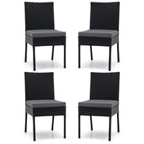 Set of 4 Patio Rattan Wicker Dining Chairs Set with Soft Cushions-Black