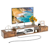 55 Inches Floating TV Stand with Power Outlet-Rustic Brown