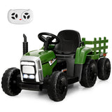 12V Ride on Tractor with 3-Gear-Shift Ground Loader for Kids 3+ Years Old-Dark Green