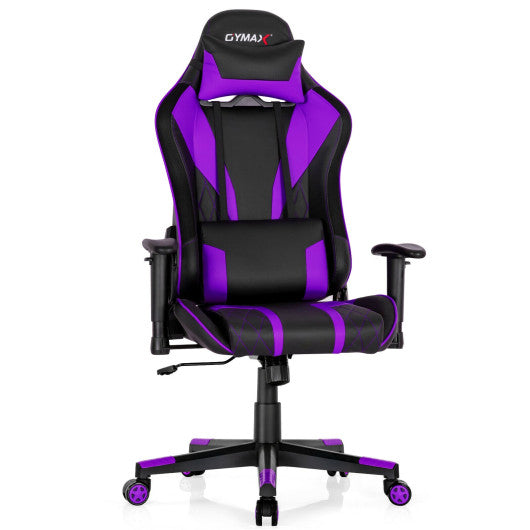 Gaming Chair Adjustable Swivel Computer Chair with Dynamic LED Lights-Purple