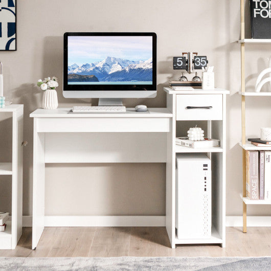 Computer Desk PC Laptop Table with Drawer and Shelf-White