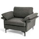 Modern Fabric Accent Armchair with Original Distributed Spring and Armrest Cushions-Gray