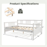 Full Size Metal Daybed Frame with Guardrails-White