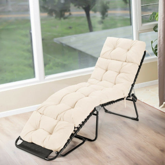 Outdoor Lounge Chaise Cushion with String Ties for Garden Poolside-Beige