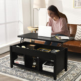 Lift Top Coffee Table with Hidden Storage Compartment-Black