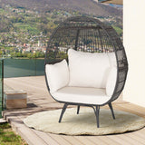 Oversized Patio Rattan Egg Lounge Chair with 4 Cushions-Brown