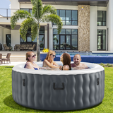4 Person Inflatable Hot Tub Spa with 108 Massage Bubble Jets-Gray