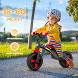 5-in-1 Multifunctional Kids Bike with Detachable Push Handle-Red