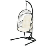 Hanging Wicker Egg Chair with Stand -Beige