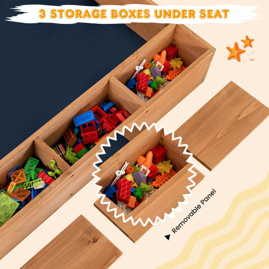 Kids Wooden Square Sandbox with Cover