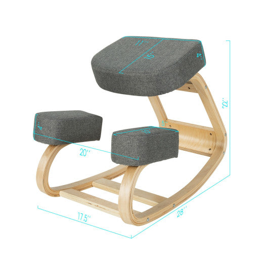 Ergonomic Kneeling Chair Rocking Office Desk Stool Upright Posture-Gray