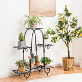 6-Tier Plant Stand with Adjustable Foot Pads-Black