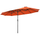 15 Feet Patio Double-Sided Umbrella with Hand-Crank System-Orange