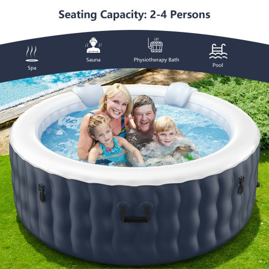 4 Person Inflatable Hot Tub Spa with 108 Massage Bubble Jets-Blue
