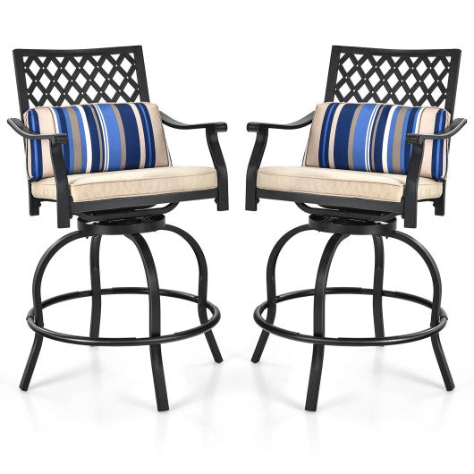 Set of 2 Outdoor Bar Height Chair with Soft Cushions