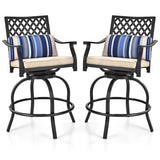 Set of 2 Outdoor Bar Height Chair with Soft Cushions