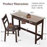 Kids Desk and Chair Set with Drawer-Brown