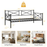 Metal Daybed Twin Bed Frame Stable Steel Slats Sofa Bed-Black