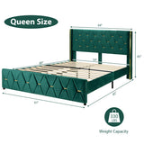 Queen/Full Size Upholstered Platform Bed Frame with Adjustable Headboard-Queen Size