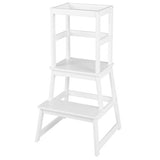 2-in-1 Multifunctional Toddler Step Stool with Safety Rail-White