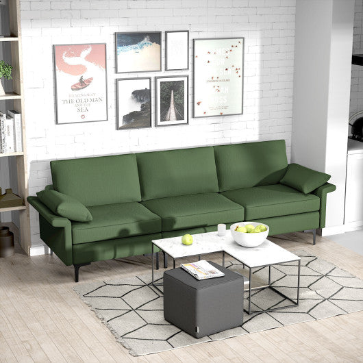 Large 3-Seat Sofa Sectional with Metal Legs for 3-4 people-Army Green