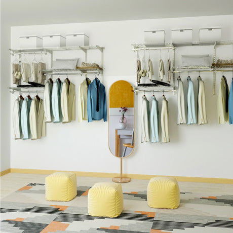 Custom Closet Organizer Kit 3 to 5 Feet Wall-Mounted Closet System with Hang Rod-White