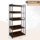 3/5-Tier Industrial Bookshelf Storage Shelf Display Rack with Adjustable Shelves-5Tier