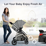 2-in-1 Convertible Baby Stroller with Reversible Seat-Gray