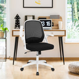 Adjustable Mesh Office Chair Rolling Computer Desk Chair with Flip-up Armrest-White