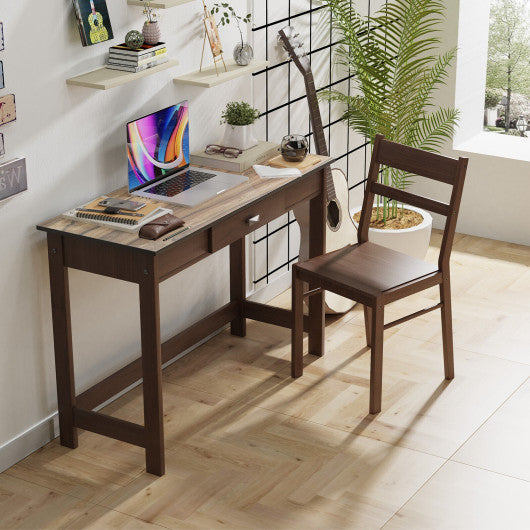 Kids Desk and Chair Set with Drawer-Brown