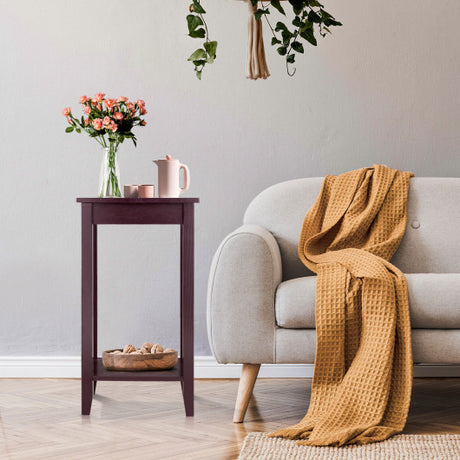 Tall Wooden Sofa End Table Side Table