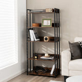 3/5-Tier Industrial Bookshelf Storage Shelf Display Rack with Adjustable Shelves-5Tier