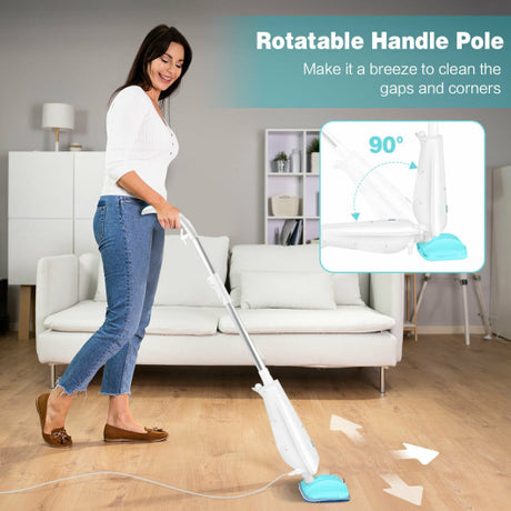 1100 W Electric Steam Mop with Water Tank for Carpet-Turquoise