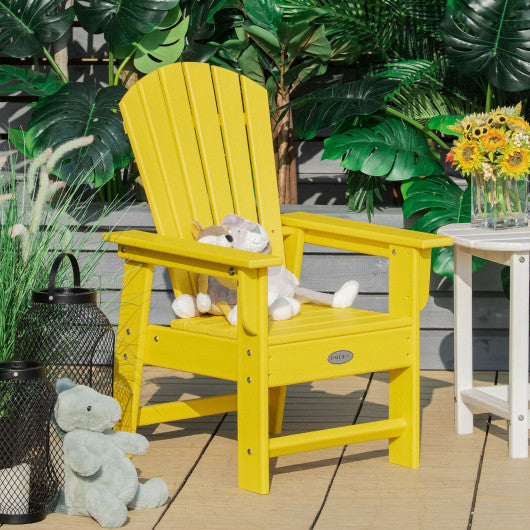 Patio Kids' Adirondack Chair with Ergonomic Backrest-Yellow