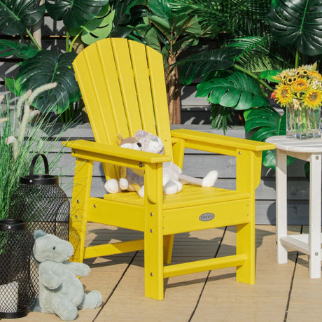 Patio Kids' Adirondack Chair with Ergonomic Backrest-Yellow