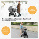 2-in-1 Convertible Baby Stroller with Reversible Seat-Gray