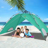 2-in-1 4 Person Instant Pop-up Waterproof Camping Tent-Green