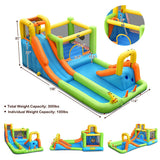 8-in-1 Inflatable Water Slide Bounce House with Splash Pool and 735W Blower