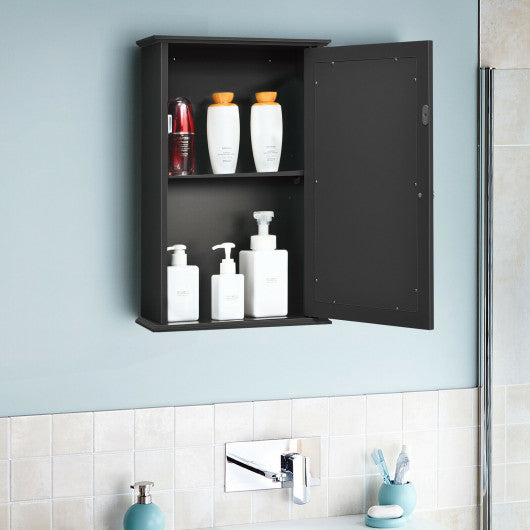 Bathroom Wall Cabinet with Single Mirror Door-Brown