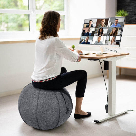 Yoga Sitting Ball with Felt Cover and Air Pump-Gray