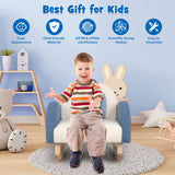 Kids Rocking Chair Children Velvet Upholstered Sofa with Solid Wood Legs-Blue