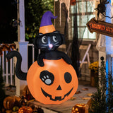 5 Feet Inflatable Halloween Pumpkin with Witch's Black Cat
