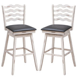 360° Swivel Bar Stools with Rubber Wood Frame and Ergonomic Backrest and Footrest-29 inches