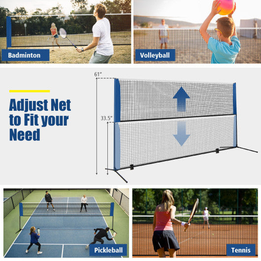 10/14 Feet Adjustable Badminton Net Stand with Portable Carry Bag-14 ft