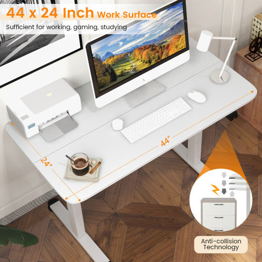 Electric Standing Desk Adjustable Stand up Computer Desk Anti-collision-White