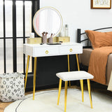 Vanity Table Set with Mirror-White