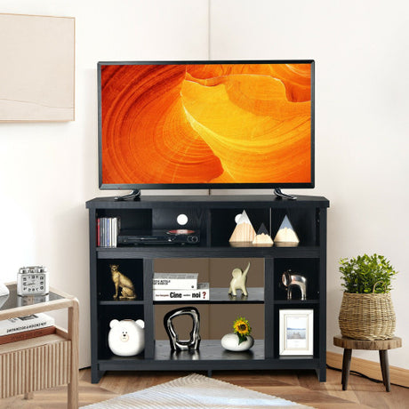 Modern Corner TV Stand with Adjustable Shelves for TVs up to 48 Inch-Black