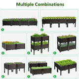 Set of 4 Elevated Flower Vegetable Herb Grow Planter Box-Brown