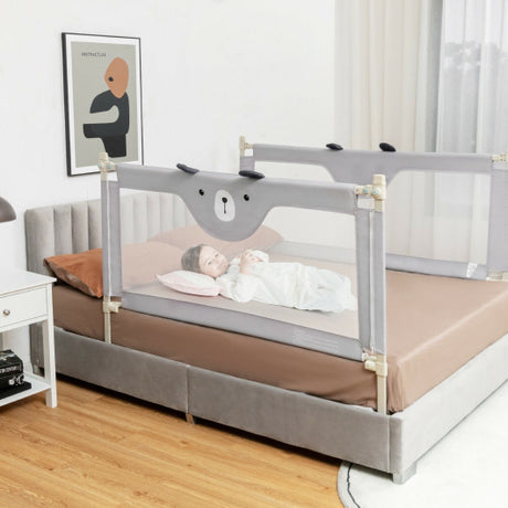 57 Inches Bed Rail for Toddlers with Double Lock-Gray