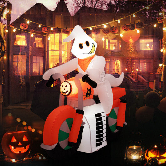 5 Feet Halloween Inflatable Ghost Riding on Motor Bike with LED Lights